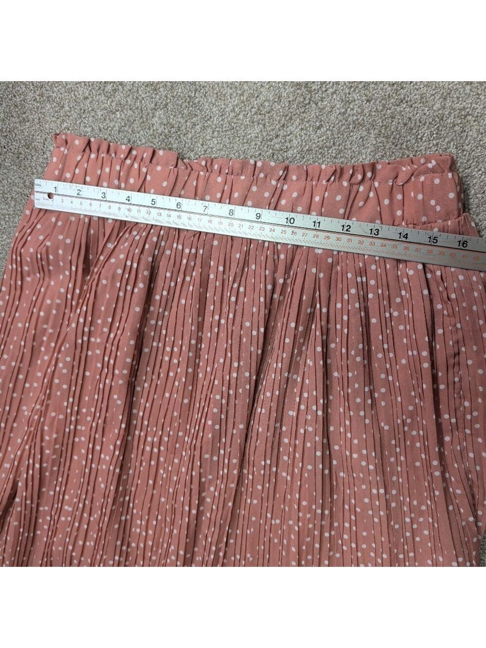 Women's EXLURA Pink Polka Dot Pleated Midi Skirt XL - Picture 5 of 8